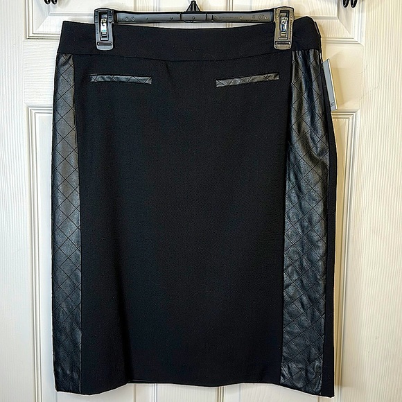 Calvin Klein Dresses & Skirts - Pencil skirt anyone that is off w/ this brand new black skirt w/ leather siding